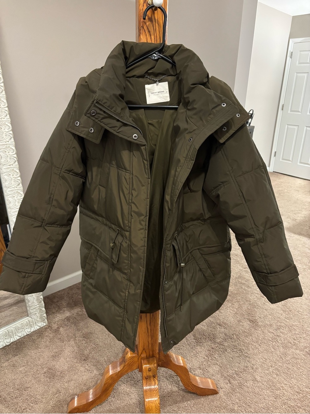 Lucky Brand Dark Olive Puffer Coat
